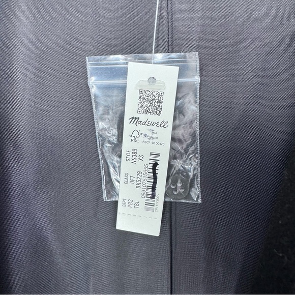 Madewell Italian Fabric Black Trench Coat Size XS NWT - Picture 7 of 7